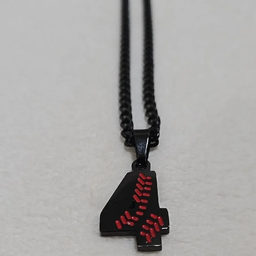 Baseball Number 4 Pendant Necklace